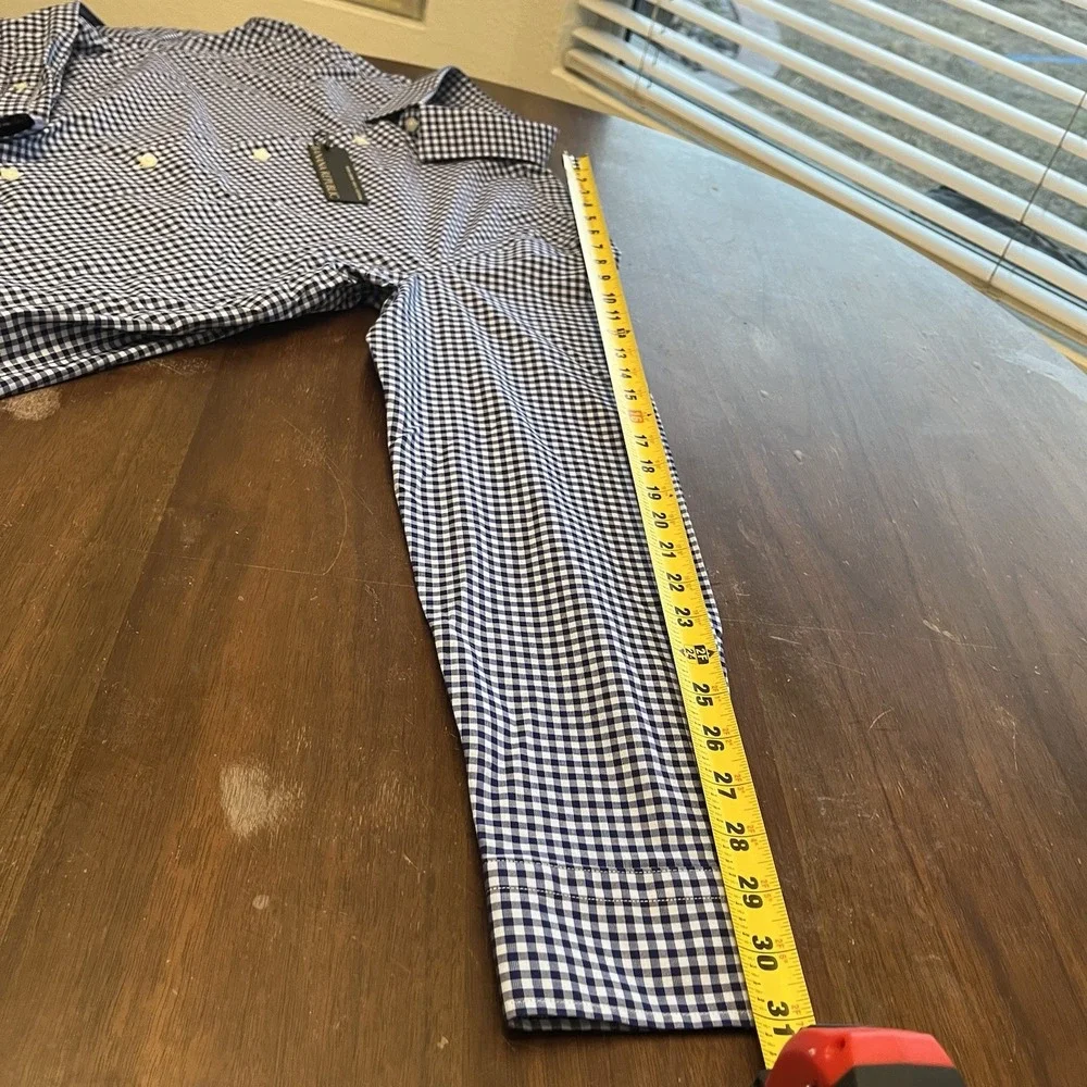 Banana Republic Long Sleeve Shirt Mens M Non-Iron Slim Fit 100% Cotton Checkered